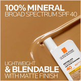Anthelios Tinted Mineral Sunscreen SPF 40 – Ultra-Light Broad Spectrum Face Sunscreen with Titanium Dioxide & Zinc Oxide, Oil-Free Matte Finish - Medium