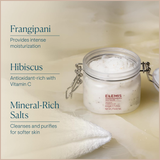 Frangipani Monoi Salt Glow Body Scrub – Tropical Body Polish with Mineral-Rich Salts, Hibiscus & Monoi Oil – 490g