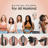 FlexStyle Hair Styling System – Portable Hair Dryer, Curler, Volumizer & Blow Dryer Brush with 6 Styling Tools – Black / HD440BK